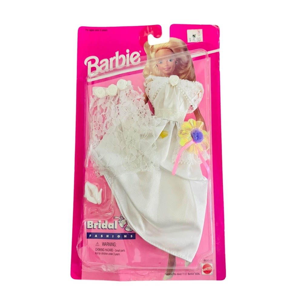 Vintage 1995 Barbie Bridal Fashions Wedding Dress Outfit Mattel 68065-95 NIP